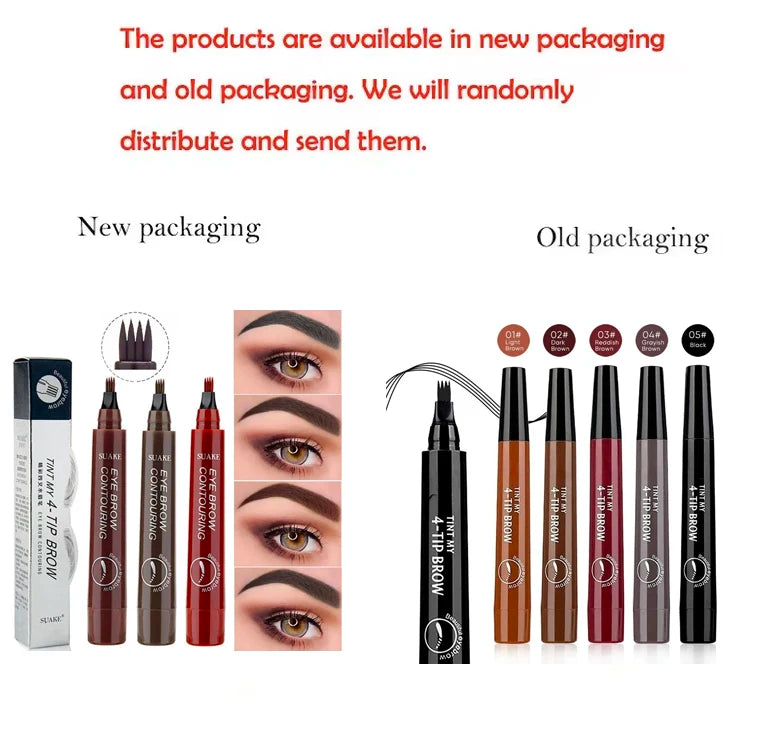 Four-Pronged Waterproof Eyebrow Pencil