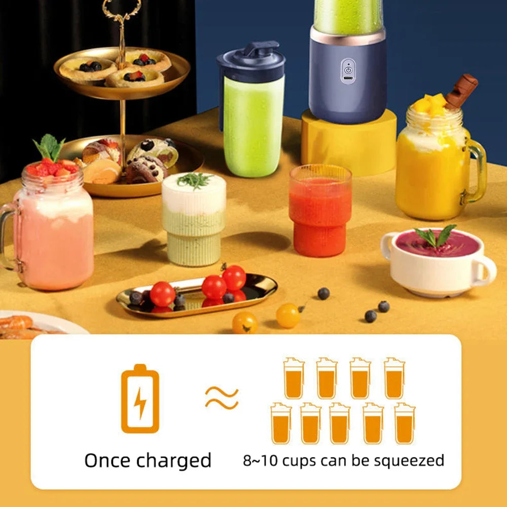 6-Blade Portable Electric Juicer Cup – USB Rechargeable Personal Blender