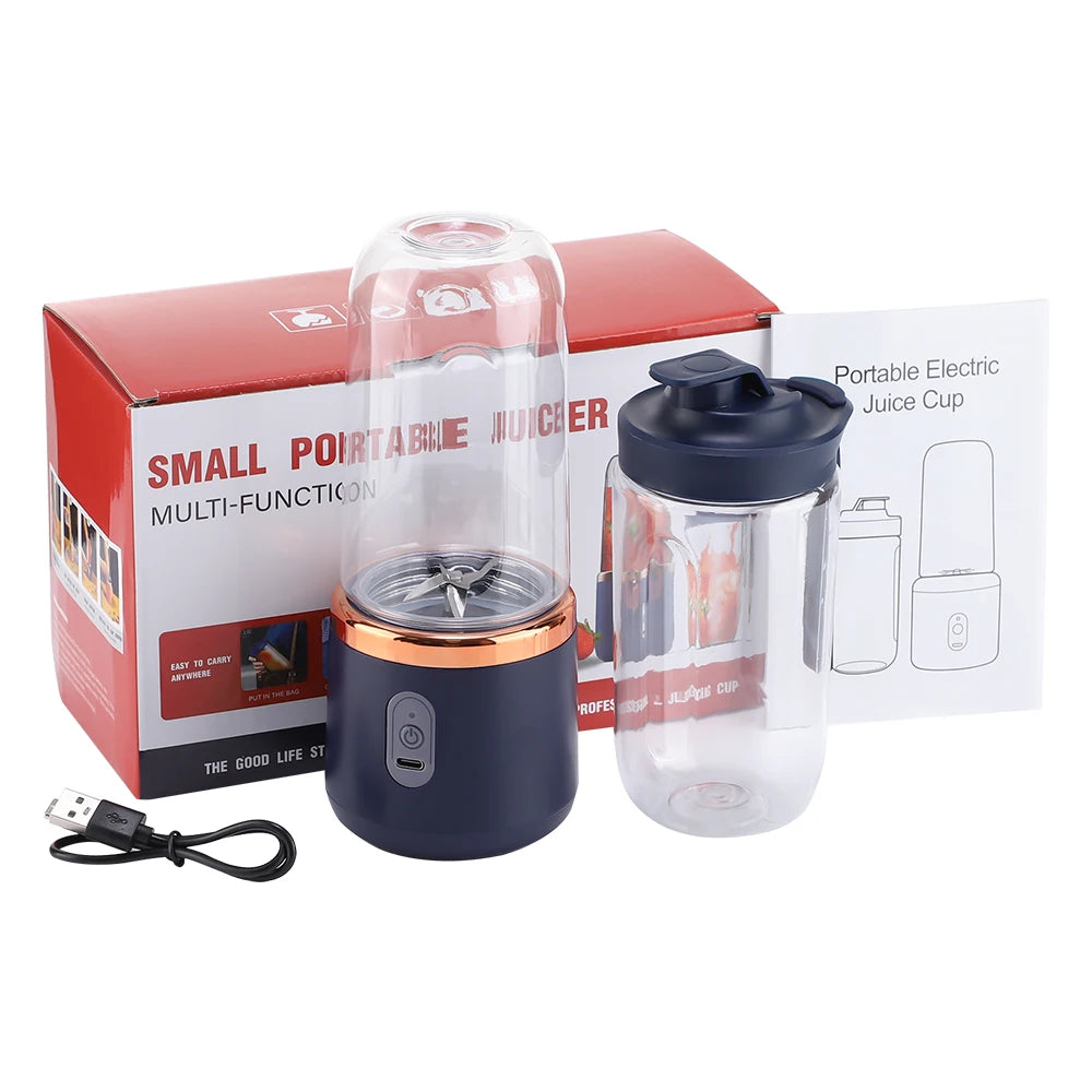 6-Blade Portable Electric Juicer Cup – USB Rechargeable Personal Blender