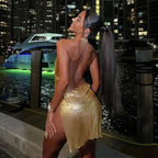 Elegant Backless Sequin Dress