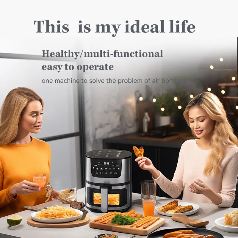 Smart 12L Electric Air Fryer with Visual Window – Oil-Free 360° Convection Oven