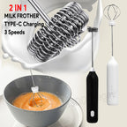 Electric Milk Frother & Egg Beater – Rechargeable Handheld Whisk