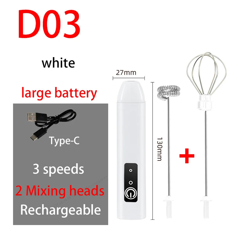 Electric Milk Frother & Egg Beater – Rechargeable Handheld Whisk