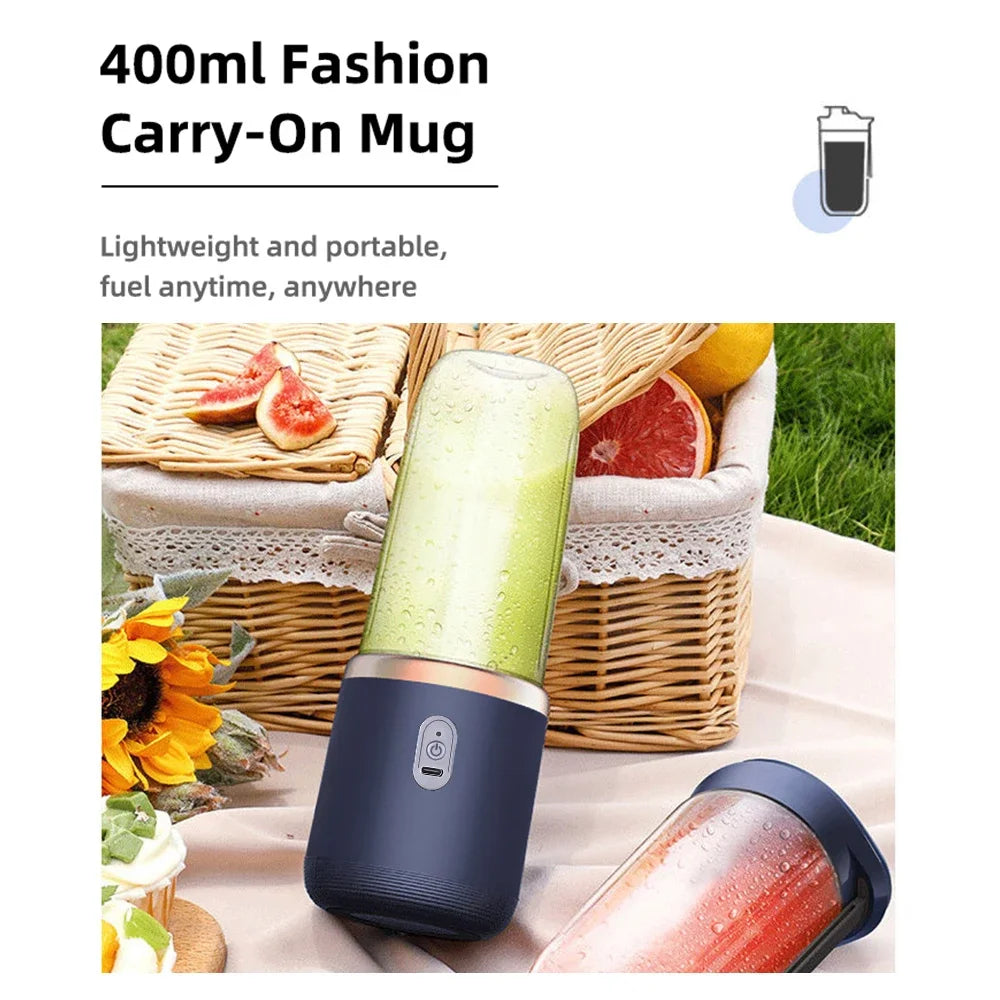 6-Blade Portable Electric Juicer Cup – USB Rechargeable Personal Blender