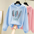 Women Feather Printed Hoodie