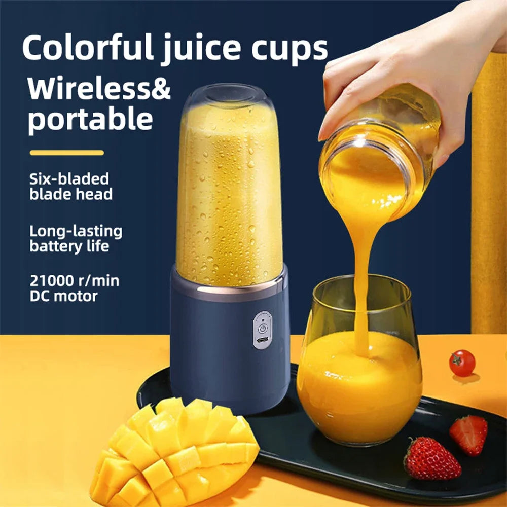 6-Blade Portable Electric Juicer Cup – USB Rechargeable Personal Blender