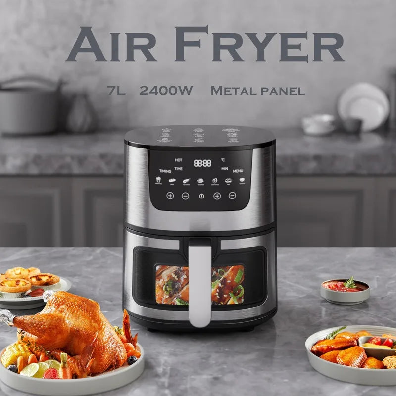 Smart 12L Electric Air Fryer with Visual Window – Oil-Free 360° Convection Oven