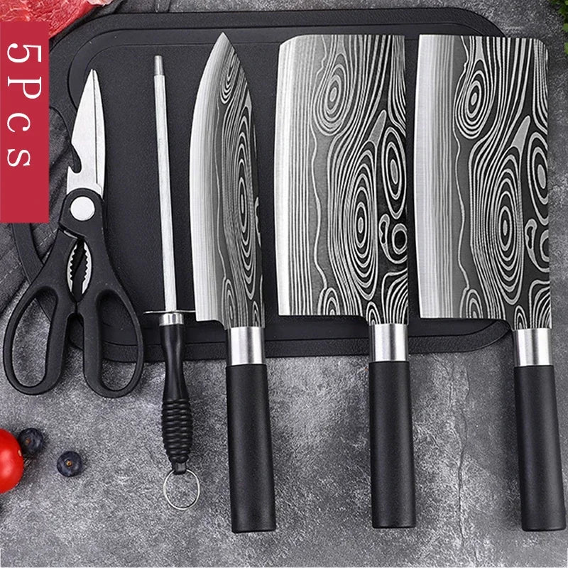 Damascus Pattern Kitchen Knife Set